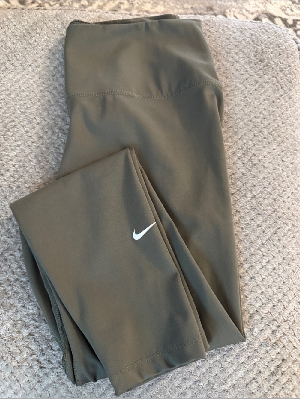 Nike Olive Athletic Leggings with White Swoosh